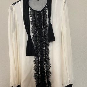 Nanette Lepore tuxedo top blouse shirt black 4